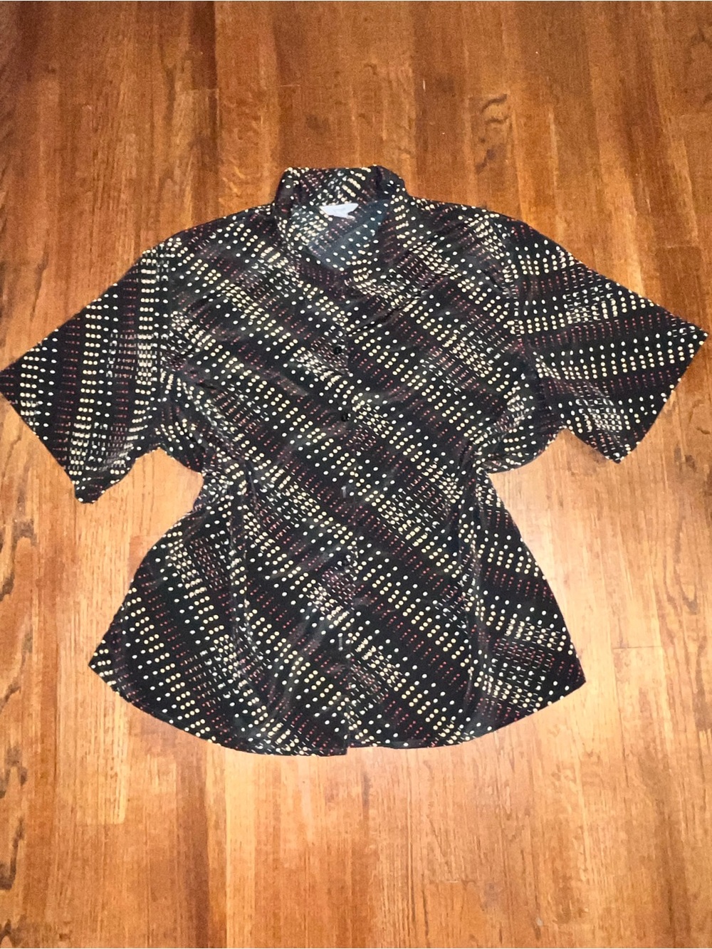 Plus Size Short Sleeve Button Down Blouse